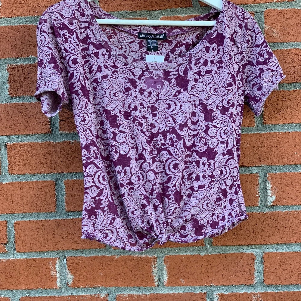 Paisley print purple crop tee shirt
